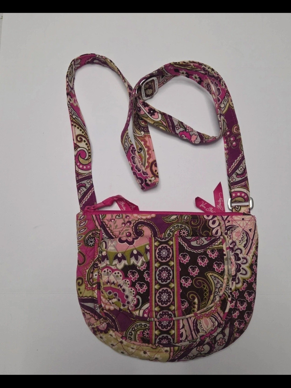 Vera Bradley Floral Paisley Quilted Crossbody in Pink and Brown